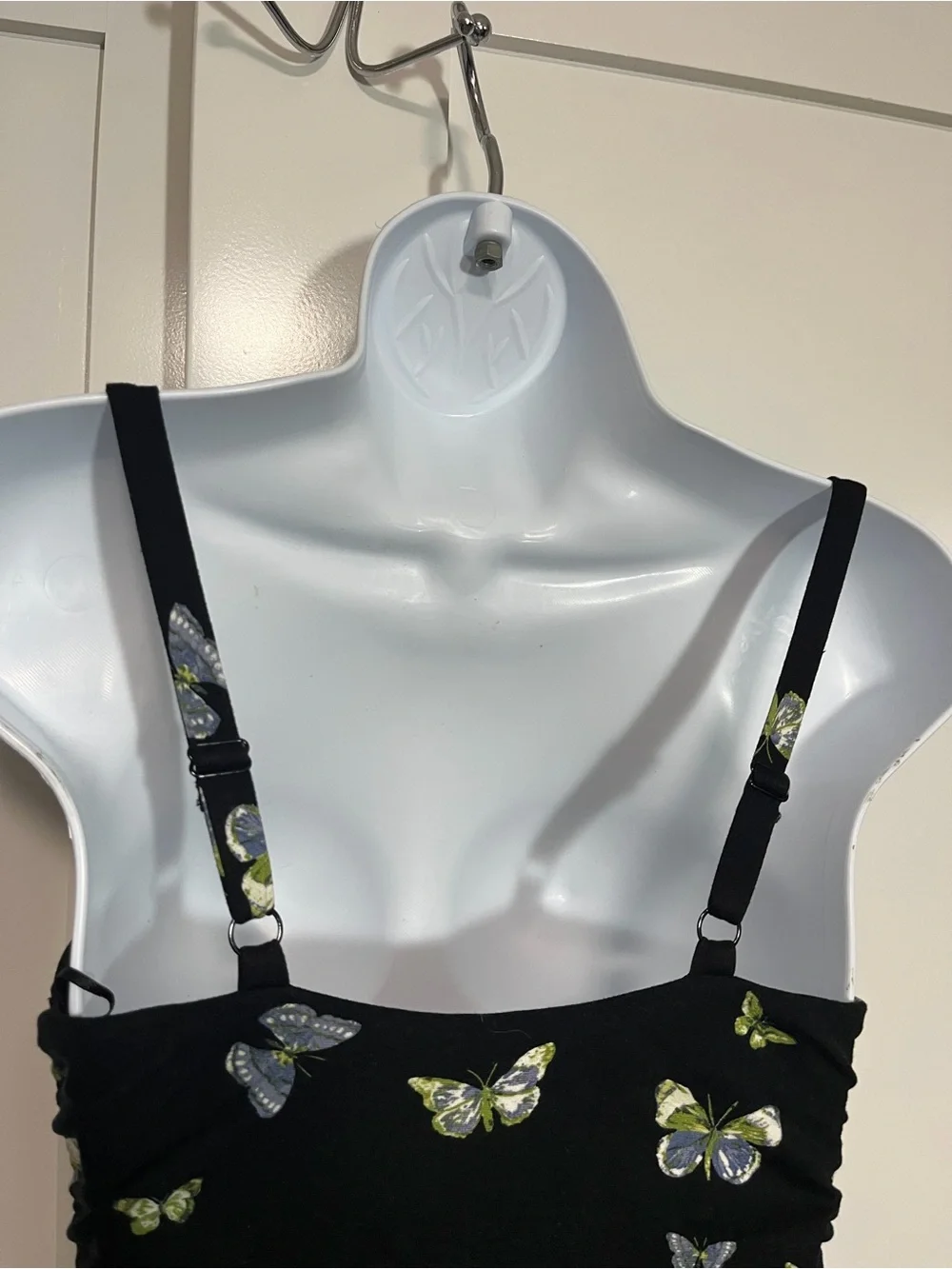 Urban Outfitters Black Mini Dress Butterfly Print Size Small Skater Whimsygoth - Picture 6 of 8